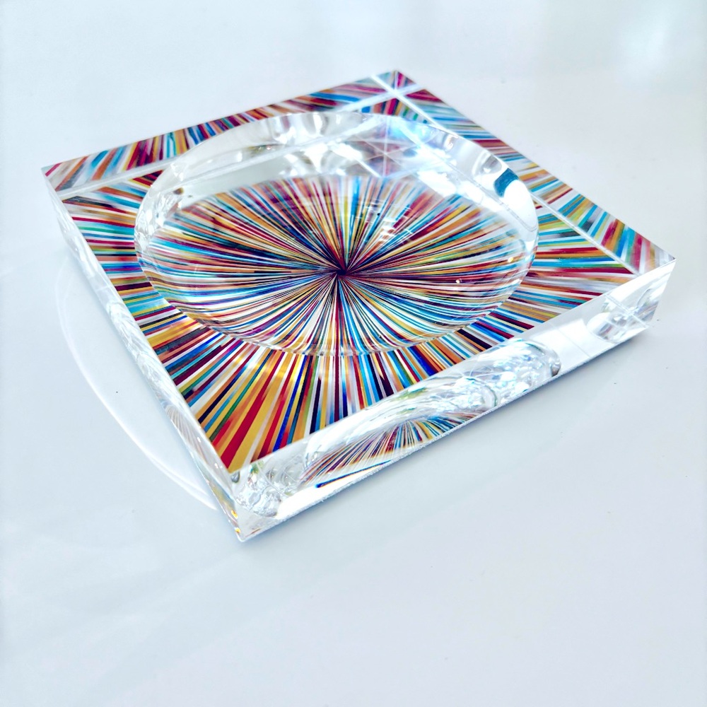 Abstract Acrylic Lucite Block Dish